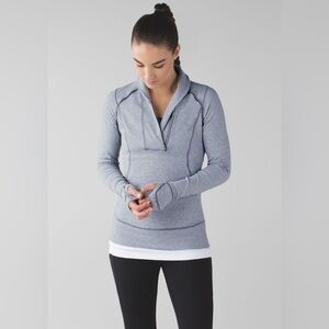 Lululemon Think Fast Pullover. Grey and white. Size 10